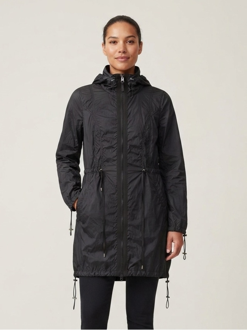 Rudsak Sz M Black Hooded Lagenlook Windbreaker Rain Jacket